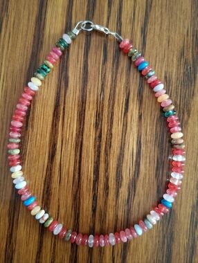 Anklet Multicolored Multi Rondelle Gemstones Tiny Beads 9.5"